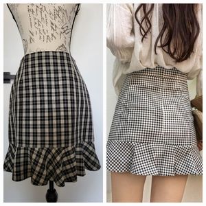 Robert Rodriguez Dark Academia Plaid Ruffle Mini Skirt Size M